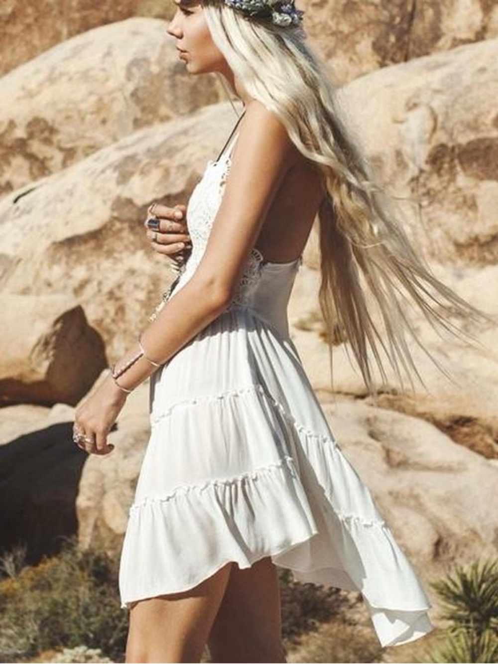Sea Gypsies White Lace Tiered Sundress